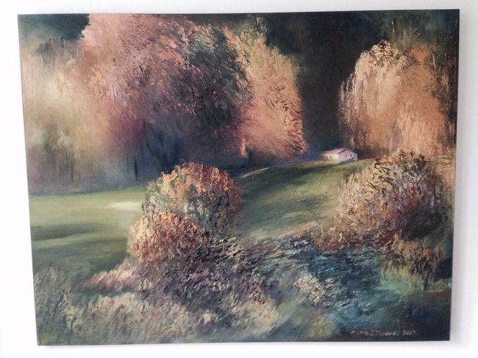 Titel: Aftensol i sydfrankrig .abstrakt
  naturalisme.90X70cm5500kr.. solgt.
