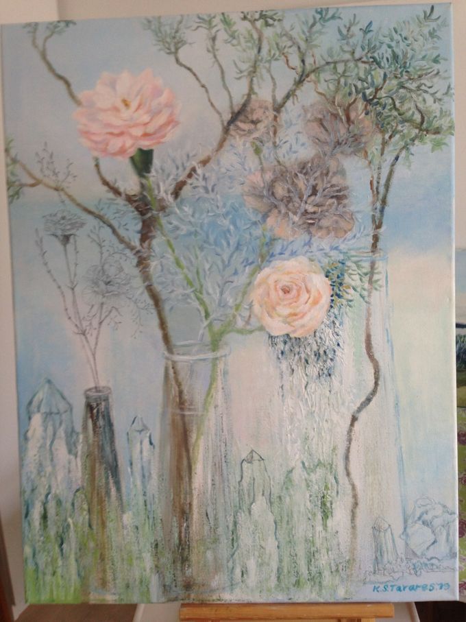 Krystal roser 4000,00kr 50x70cm.solgt.